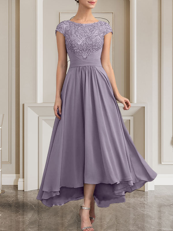 Vestido de gasa con encaje y lentejuelas para madre de la novia, corte A, largo hasta el suelo
