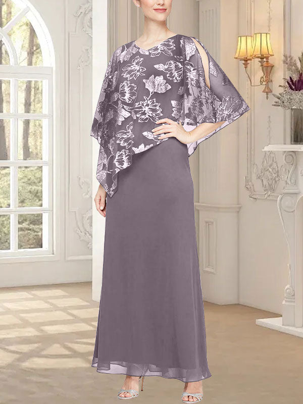 Vestido largo de malla brillante con corpiño asimétrico superpuesto novedoso