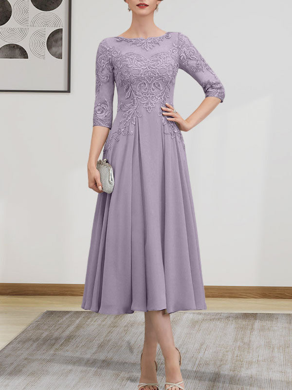 Vestido de gasa con encaje, corte A, ilusión, largo hasta la rodilla, para madre de la novia, con lentejuelas y abalorios