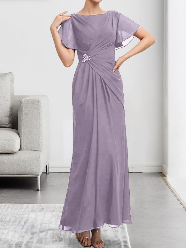 Vestido de gasa con encaje, corte A, ilusión, largo hasta la rodilla, para madre de la novia, con lentejuelas y abalorios