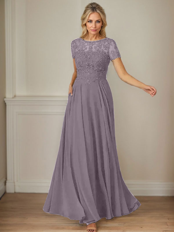 Dunkelmarineblaues A-Linien-Chiffonkleid mit U-Boot-Ausschnitt und Pailletten 