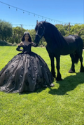 Schwarzes schulterfreies Ballkleid, Sweet 16 Kleid, Quinceanera Kleid Y5299