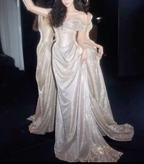 Glänzendes schulterfreies Meerjungfrau-Abschlussballkleid, langes Abendkleid Y8185