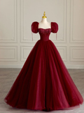 Vestido de noche burdeos largo elegante para mujer Y6601