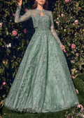 Gorgeous Green Tulle Sequins Beaded A Line Formal Evening Dress Prom Dress Y8358