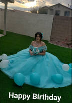Vestido de princesa de tul con encaje y hombros descubiertos Y3087