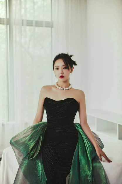 Chic Mermaid Strapless Prom Dress Mermaid Evening Dress Formal Gown Y4551