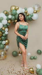 Vestido verde de tirantes finos para fiesta de bienvenida, vestido para fiesta de 18 cumpleaños Y2626