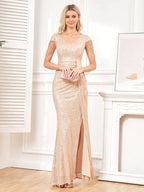 Women Elegant V-Neck Sequins Evening Dress Luxury Slit Beading Formal Maxi Long Prom Cocktail Wedding Party Dress Gowns-payinti