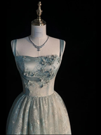 Charmantes Salbeigrünes langes Tüll-Spitzen-Ballkleid A-Linie Party-Abendkleid Y7544