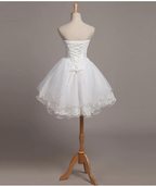 Lovely White Lace and Organza Short Graduation Dress Homecoming Dress, Short Teen Formal Dresses Y2088