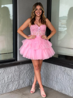A-Linie Sweetheart Homecoming-Kleid mit Rüschen Y2828