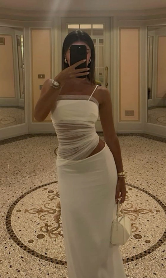 Vestido de noche blanco sexy y ajustado, estilo estético, Y4664