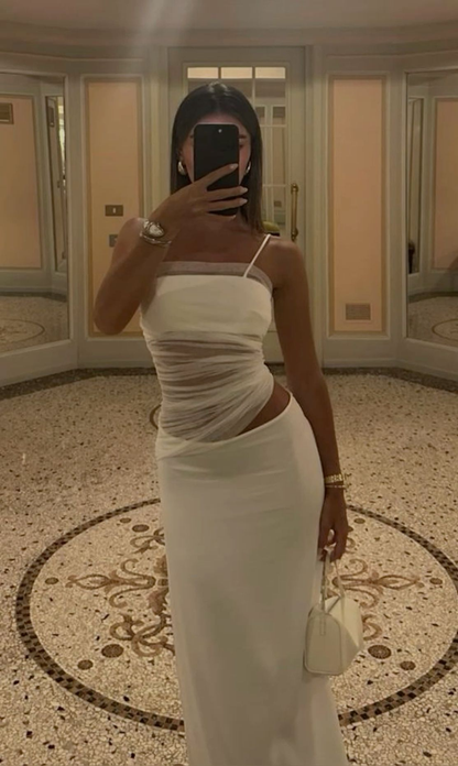 Sexy weißes enges Abendkleid, ästhetisches Outfit, Kleid Y4664