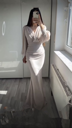 Vintage Mermaid Prom Dress Modest Evening Dress Y4559