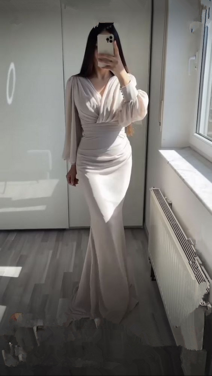 Vintage Mermaid Prom Dress Modest Evening Dress Y4559