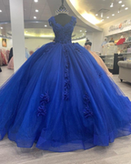 Vestido de quinceañera azul real estilo princesa, vestido de baile para dulces 16 Y4440