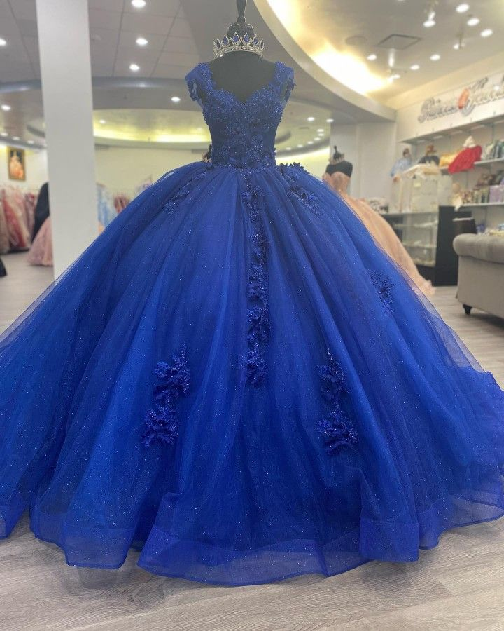 Vestido de quinceañera azul real estilo princesa, vestido de baile para dulces 16 Y4440
