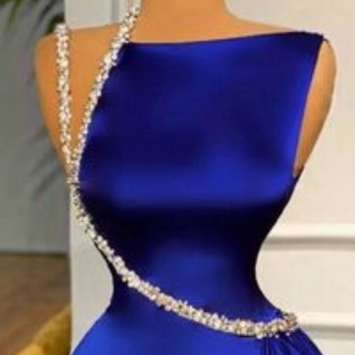 Elegantes vestidos de noche azul real modestos Y4193