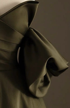 Satin Brautkleid,Einzigartiges Hochzeitskleid,Armeegrünes Brautkleid Y6813