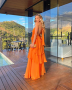 Orange Lagen Ballkleid Abendkleid Partykleid Y4735