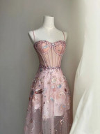 Sexy Pink A-line Prom Dress Pink Evening Gown Y6541