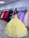 Charmantes gelbes Ballkleid, süßes 16-Kleid, Spitzenprinzessinkleid Y2322