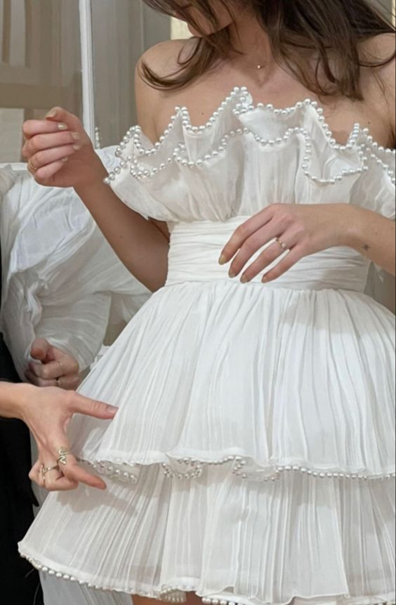 Weißes kurzes Partykleid Homecoming-Kleid Y5971