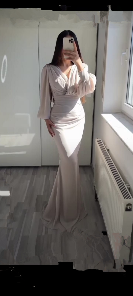 Vintage Mermaid Prom Dress Modest Evening Dress Y4559
