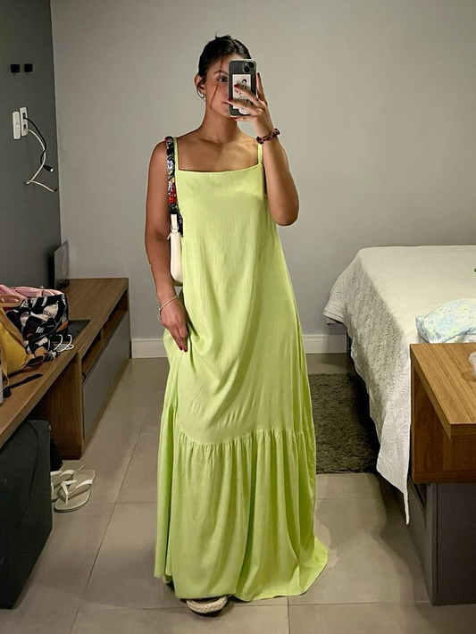 Einfaches grünes Träger-langes Abendkleid Grünes Maxikleid Y6938