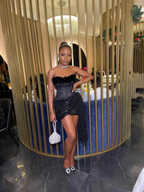 Black Strapless Mini Birthday Party Dress Homecoming DressY8132