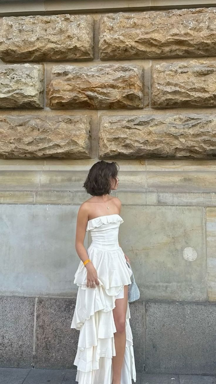 Elegantes trägerloses Satin-Abendkleid mit Schlitz, formelles elfenbeinfarbenes Ballkleid, Hochzeitskleid Y8247
