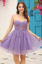 Vestido de fiesta negro con corsé en forma de A y mangas largas desmontables