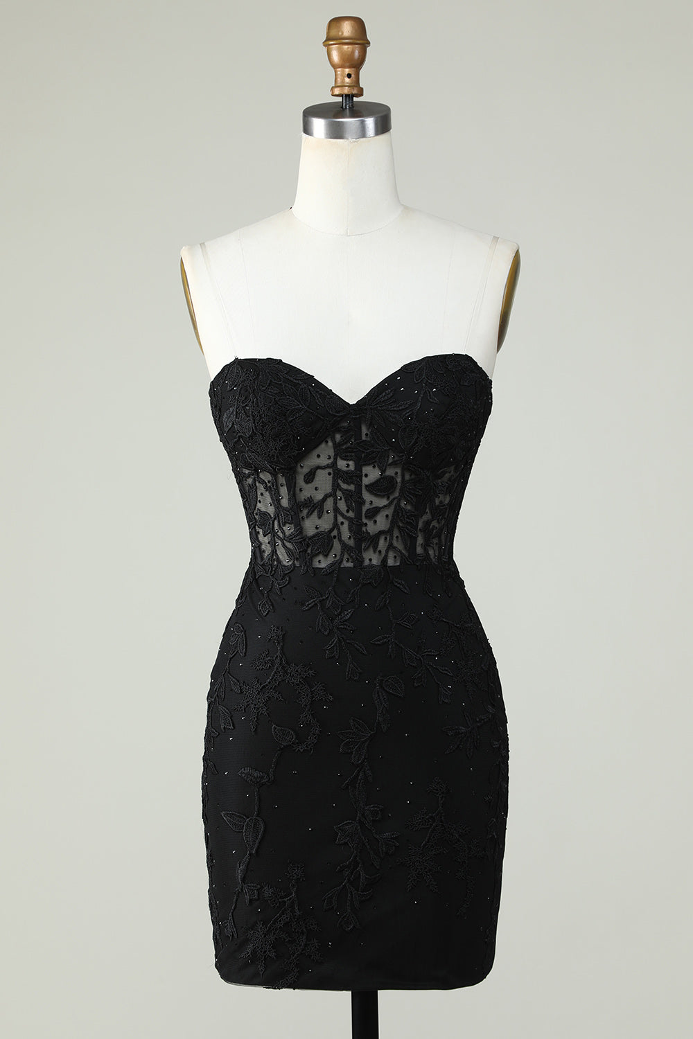 Hellgrünes, figurbetontes, kurzes Homecoming-Kleid mit Sweetheart-Korsett und Applikationen