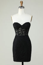 Hellgrünes, figurbetontes, kurzes Homecoming-Kleid mit Sweetheart-Korsett und Applikationen