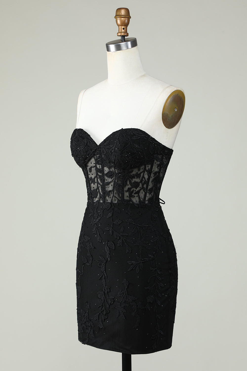 Hellgrünes, figurbetontes, kurzes Homecoming-Kleid mit Sweetheart-Korsett und Applikationen