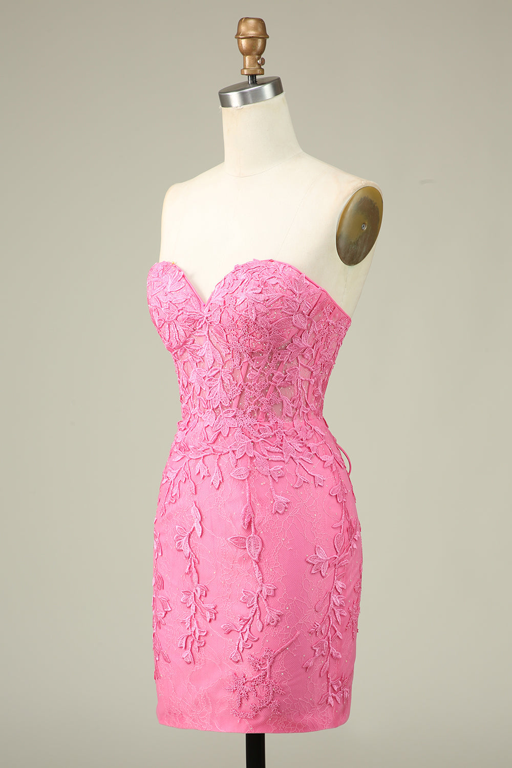 Hellgrünes, figurbetontes, kurzes Homecoming-Kleid mit Sweetheart-Korsett und Applikationen