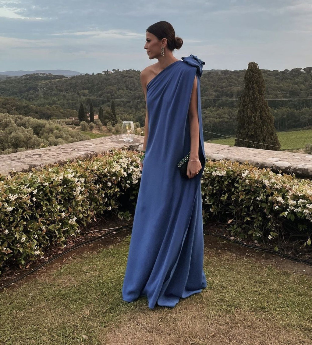 Einfaches, reines, langes Ballkleid mit einer Schulter, Abendkleid Y4758