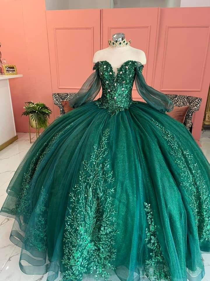 Glamouröses Smaragdgrünes Quinceanera-Kleid Sweet 16 Kleid Ballkleid Y5051