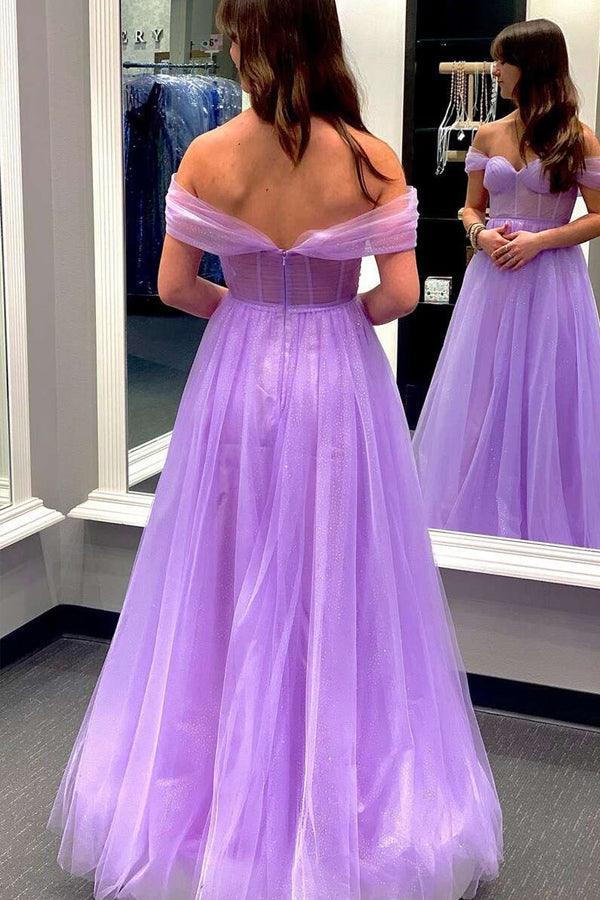 Gelbes schulterfreies Bustier-A-Linien-Tüll-Ballkleid, formelles Kleid PSK376