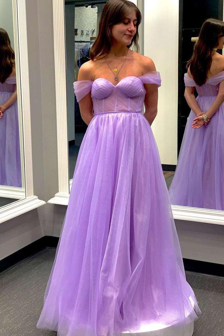 Gelbes schulterfreies Bustier-A-Linien-Tüll-Ballkleid, formelles Kleid PSK376