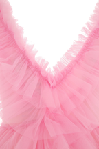 Schönes rosa A-Linie Tüll Homecoming Kleid, rosa Abschlusskleid, Y2451