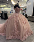 Rosa Spitze Lange Ballkleider, Ballkleid Sweet 16 Kleider Y5471