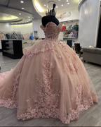 Rosa Spitze Lange Ballkleider, Ballkleid Sweet 16 Kleider Y5471