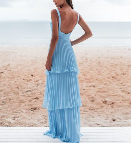 Charmantes blaues Ballkleid, langes Abendkleid Y6363