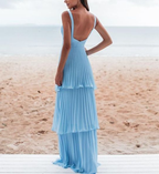 Charmantes blaues Ballkleid, langes Abendkleid Y6363