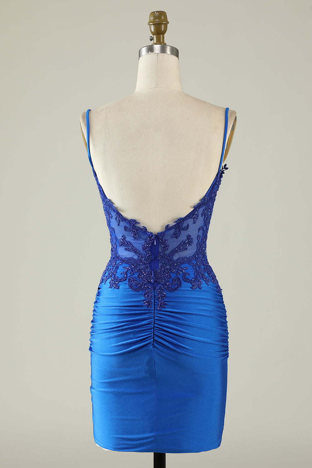 Figurbetontes dunkelgrünes Homecoming-Kleid mit Spaghettiträgern und Korsett und Perlen