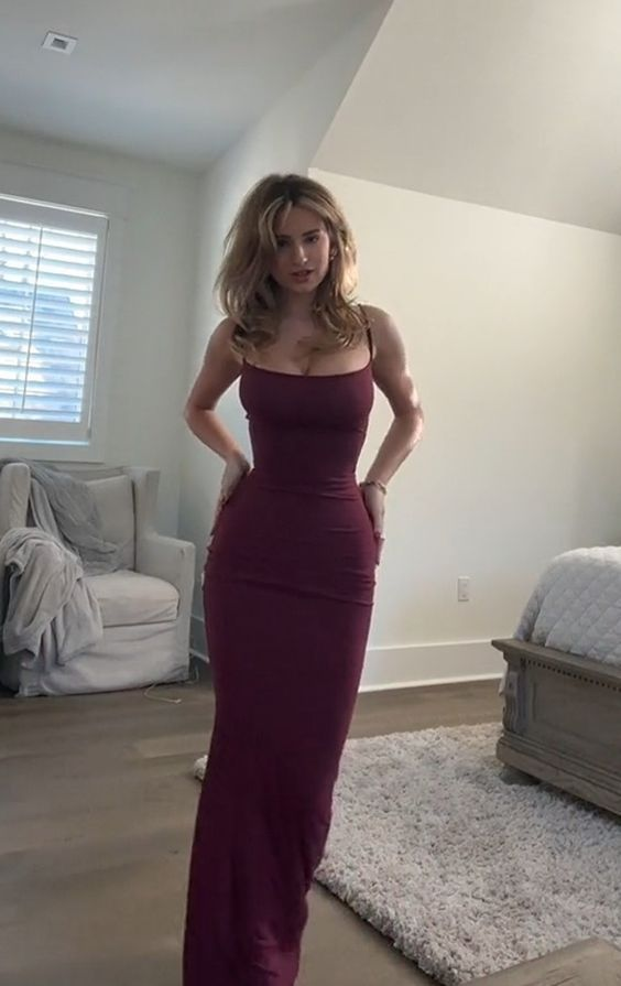 Vestido de fiesta burdeos con corte tubo, vestido de noche Y7869