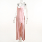Vestido de fiesta largo de sirena rosa sexy, vestido de noche rosa sin espalda Y1933
