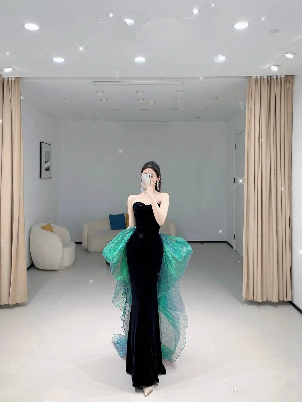 Schickes Meerjungfrauen-Ballkleid ohne Träger, Meerjungfrauen-Abendkleid, formelles Kleid, Y4551